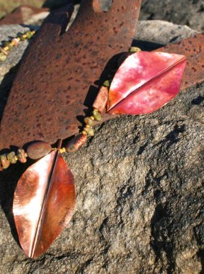 two copper leaves