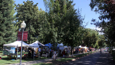 A line of festival vendors