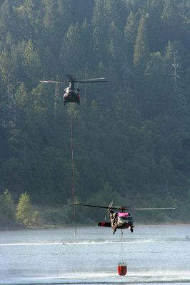 6-30: Chinook and Black Hawk copters at Magalia Reservoir