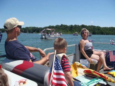on the pontoon in the parade