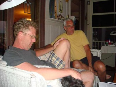 steve and paul relaxing on the porch