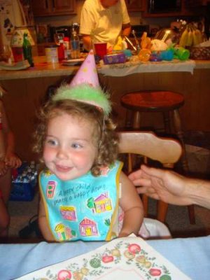 birthday girl celebrates again at the lake (she loved her hat)