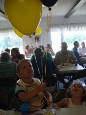 with balloons