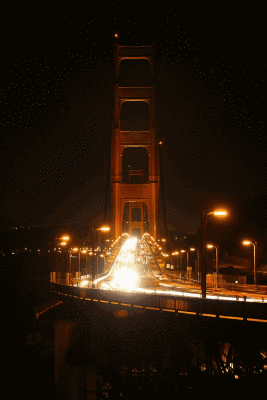 This is a total of 17 shots of traffic at  the North Tower of  the Golden Gate Bridge