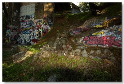 Below the bridge