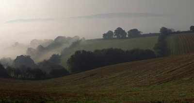 Bradninch hills in the Mist - Devon