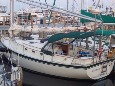 Judy aboard in St. Ignace Lake Huron