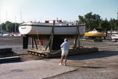 Gordon with NONSUCH, 1978, July, first launching (!) at Niagara-on-the-Lake