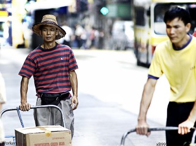 Workers in the street of Hong Kong