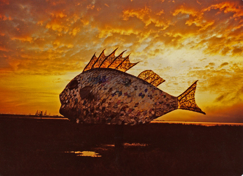 Fish sculpture made from  cans  SF Bay 1971