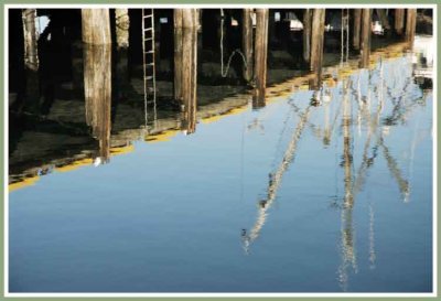 Reflections of a dock.