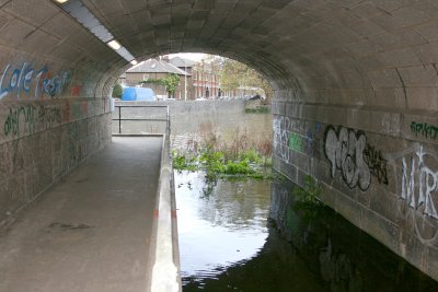 Footpath under the north end of the bridge.