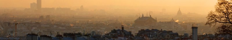 Paris, buried in orange winter evening