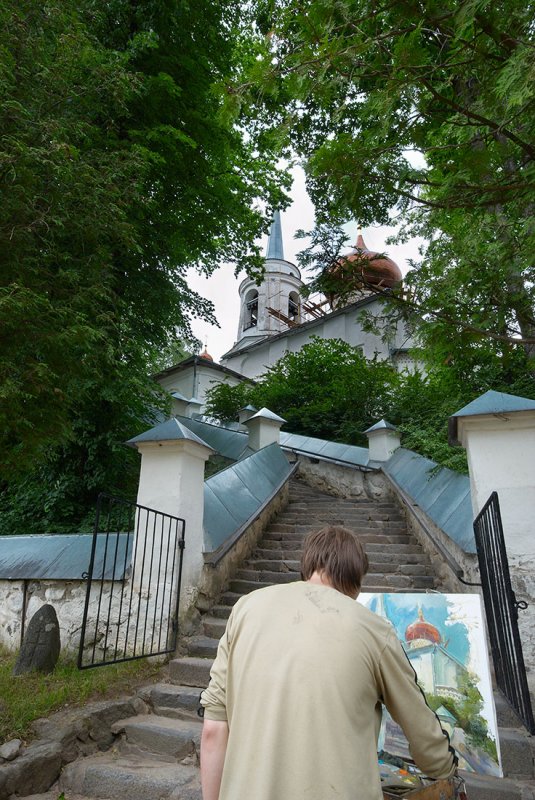 Russia, Pskov region, old Svyatogorsky Monastery where the poet Pushkin is buried
