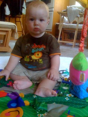 Sitting up all by himself - Good job!