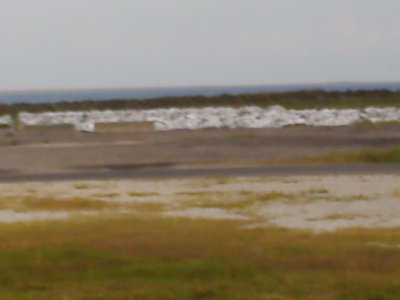 Sandbags near coast guard station