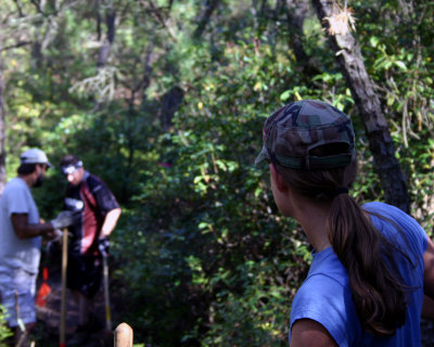 Kristin watches over the crew