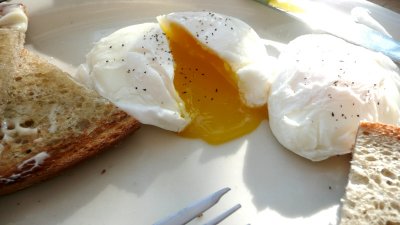 sunday poached eggs and toast.