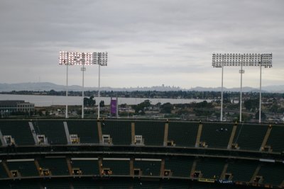 San Francisco as seen from inside the McAfee Coliseum in Oakland