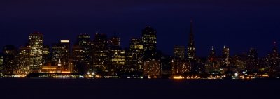 Downtown San Francisco at night from Treasure Island