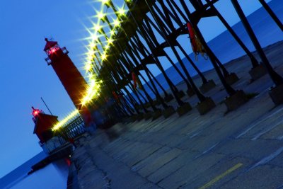 Grand Haven Lighthouses at night