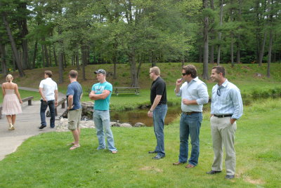 excited groomsmen