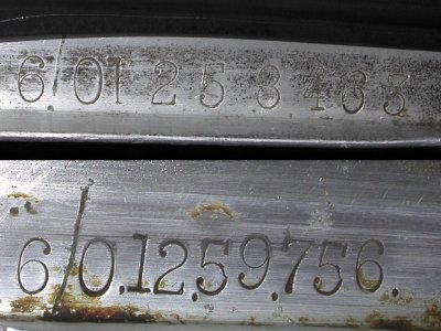 Serial numbers from two two-seater hard tops