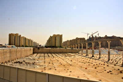 the Trunk of the Palm Island is flanked by the residential buildings