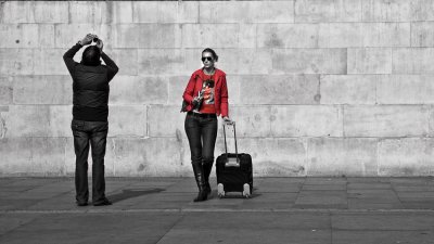Girl in a red top