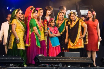 Punjabi dancers... and Cherie Blair