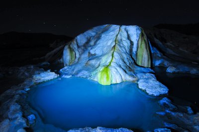 Hot Spring Under Flashlight Conditions