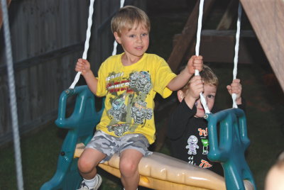 Brooks and Hudson on the swings