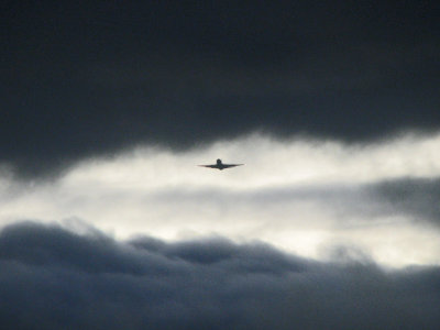 Disappearing into the dark clouds