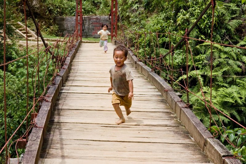 Northern Vietnam -  fearless Hmong kids at play