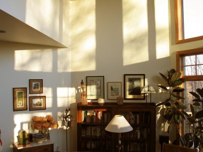 winter light in south-facing passive solar home