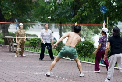 Badminton is a popular form of outdoor exercise