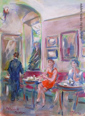 Caffé Greco, la donna dal vestito arancio, by Stellario Baccellieri