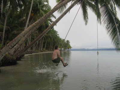 Trying the rope swing...