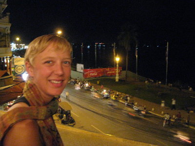 Here we are at the Foreign Correspondance Club, or FCC, which overlooks the Mekong River.