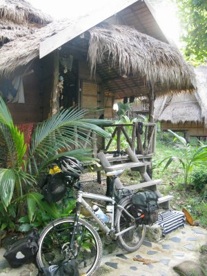 My trusty steed outside the bungalow