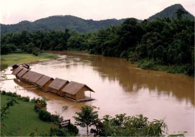Kanchanaburi Province:  Raft Hotels on the River Kway