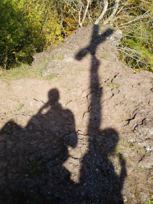 Shadow of two hikers