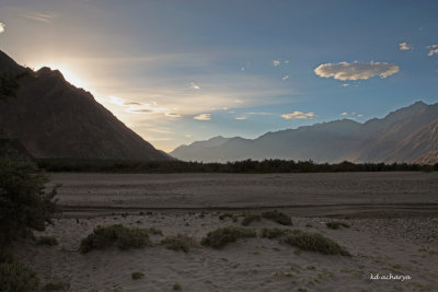 Sunset in Nubra Valley, amongst the sand dunes, Ladakh