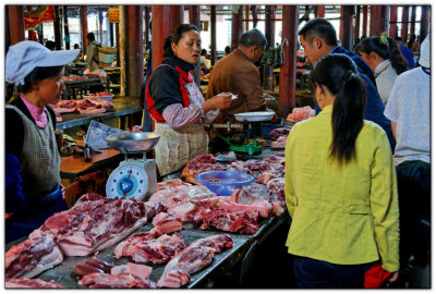 Meat section, LiJiang Market
