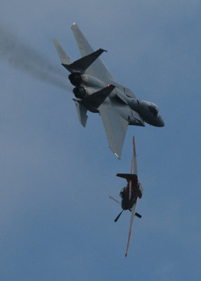 Formation break with P-51 and F-15