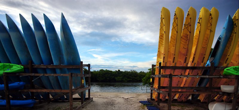 kayaks at rest