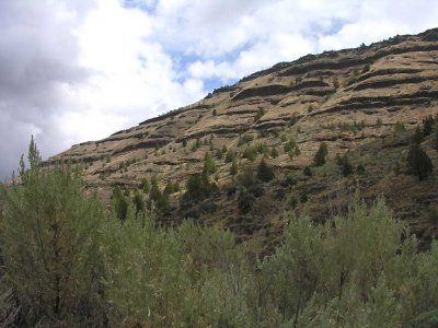 Basalt banded hills and sagebrush