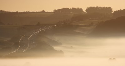 M4 on misty autumn morning