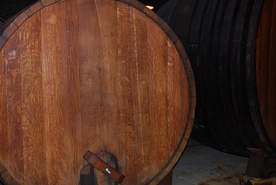 WE WALKED BY THE WINE BARRELS ON THE WAY BACK TO THE DEMONSTRATION KITCHEN AFTER OUR DINING