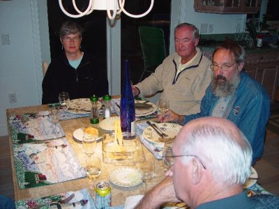 KATHY, DICK, MIKE AND KENNY ENJOY A MEAL